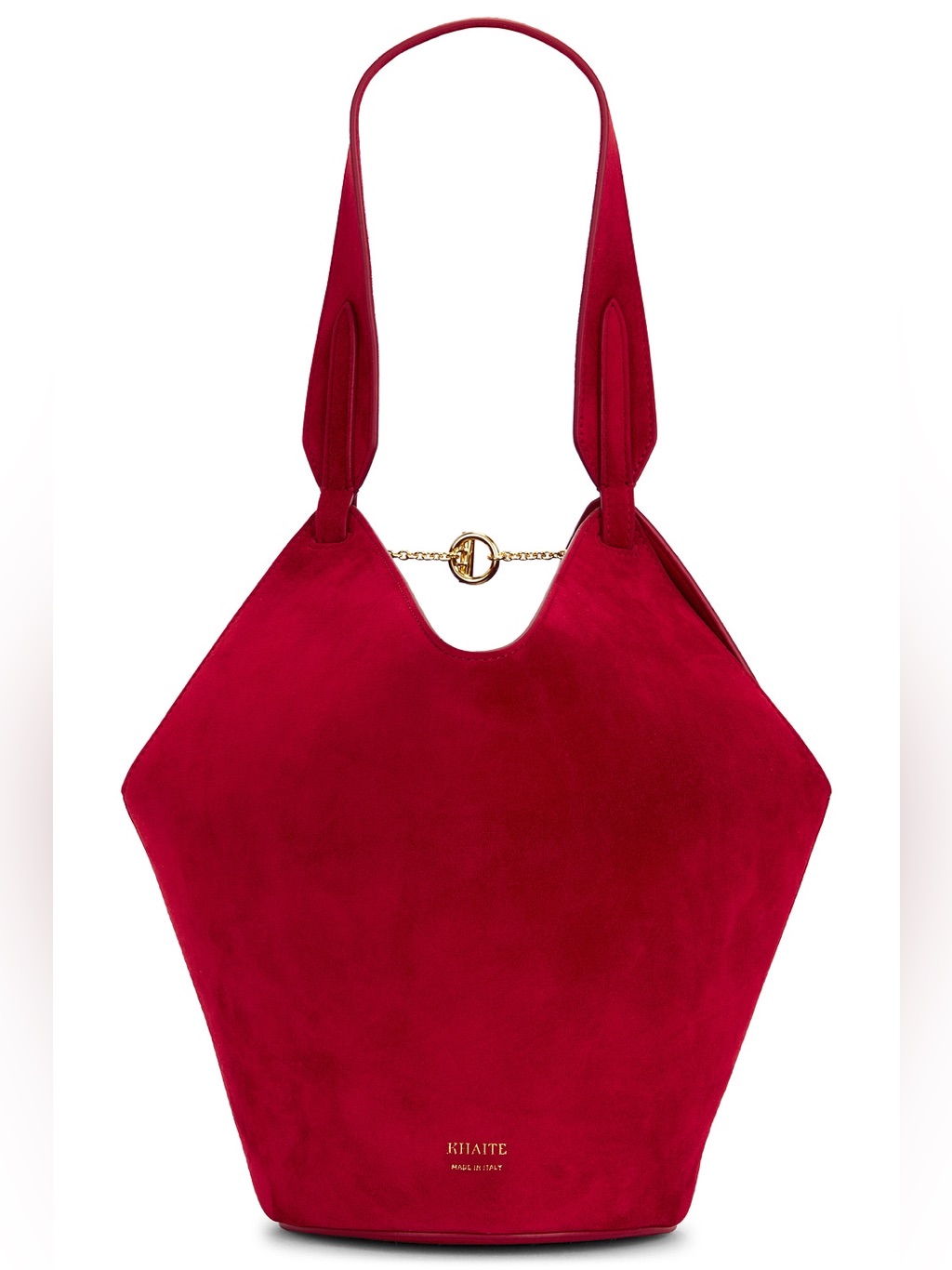 Khaite Lotus Small Tote Bag Deep Red Suede